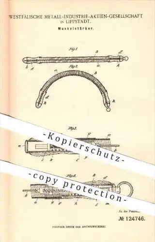 original Patent - Westfälische Metall - Industrie AG , Lippstadt , 1901 , Muskelstärker , Muskeln , Sport , Kraft !!