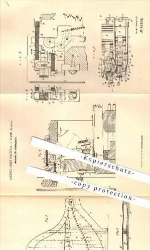 original Patent - Andrea Luigi Caldera in Turin , Italien , 1887 , Mechanik für Harfenpiano , Harfe , Piano , Klavier !!