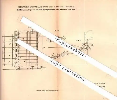 Original Patent - Alexander Cowan in Penicuik , Scotland , 1901 , Apparatus for paper mill !!