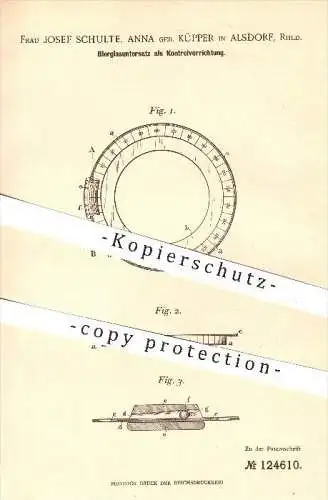 original Patent - Josef Schulte , Anna geb. Küpper / Alsdorf , 1900 , Bierglasuntersatz als Kontrollvorrichtung , Bier !