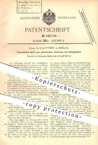 original Patent - H. Hauptner , Berlin , 1906 , Gerät zum Abtrennen von Fötusgliedern , Tierarzt , Tiermedizin , Tiere !