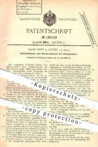 original Patent - Hans Krey , Lünen / Lippe , 1903 , Schachtschleuse ohne Wasserverbrauch mit Seitenkammern , Schleuse !