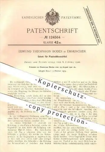 original Patent - Edmund Theophron Boden in Emskirchen , 1900 , Gelenk für Flachschienenzirkel , Zirkel , Geometrie !!