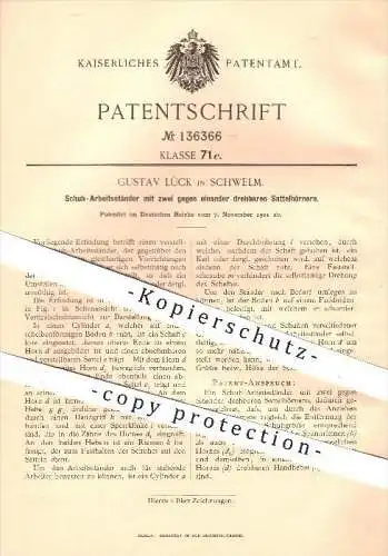 original Patent - Gustav Lück in Schwelm , 1901 , Schuh - Arbeitsständer , Schuhe , Schuster , Schuhwerk , Handwerk !!!