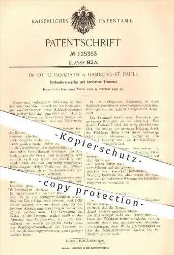 original Patent - Dr. Otto Pankrath , Hamburg , St. Pauli , 1900 , Schleuder mit konischer Trommel , Schleudern , Kessel