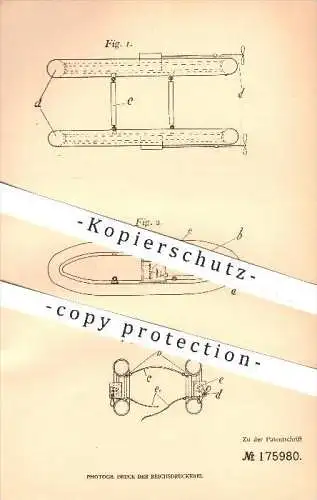 original Patent - F. W. Klöwer  Görlitz / J. H. Wilke , Kassel , 1904 , Wasserfahrzeug aus Schwimmern , Boot , Schiff !!