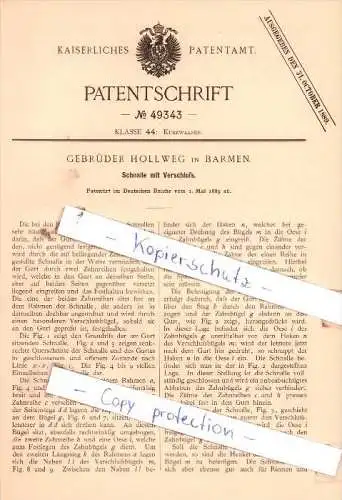 Original Patent  - Gebrüder Hollweg in Barmen , 1889 , Schnalle mit Verschluß !!!