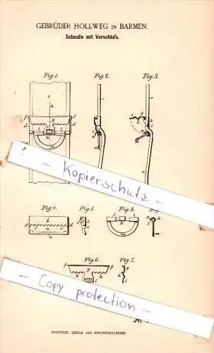 Original Patent  - Gebrüder Hollweg in Barmen , 1889 , Schnalle mit Verschluß !!!