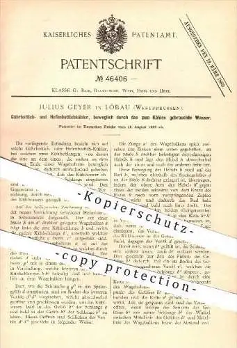 original Patent - J. Geyer , Löbau , Westpreussen 1888 , Gährbottichkühler , Hefenbottichkühler , Kühlung , Bier , Hefe