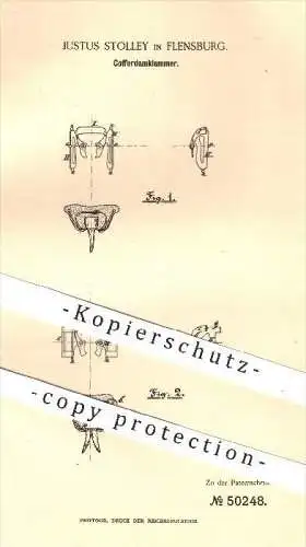 original Patent - Justus Stolley , Flensburg  1889 , Kofferdam - Klammer , Zahnarzt , Zahn , Zähne , Plombe , Plombieren