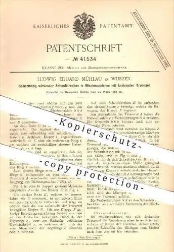 original Patent - L. E. Mühlau , Wurzen , 1887 , Schaufelrechen in Mischmaschinen , Rechen , Mühle , Mühlen , Mehl !!!