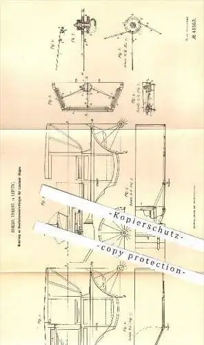 original Patent - F. Trebst , Leipzig , 1887 , Ventilation an Landauer Wagen , Wagenbau , Gebläse , Lüftung , Luft !!!