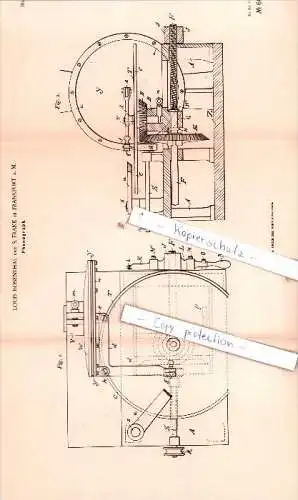 Original Patent  -  Louis Rosenthal und S. Frank in Frankfurt a. M. , 1891 , Phonograph , Grammophon !!!