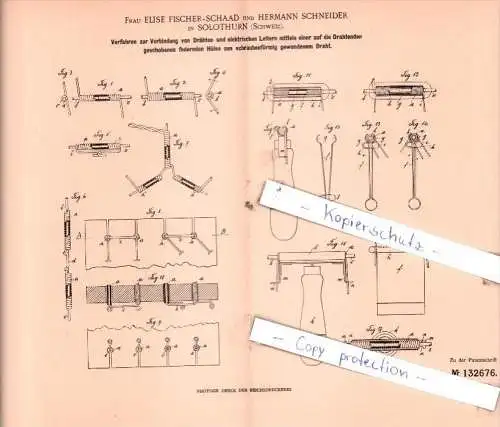 Original Patent  - Fr. Elise Fischer-Schaad und Hermann Schneider in Solothurn , Schweiz , 1901 , !!!