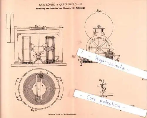 Original Patent  - C. Körnig in Quedlinburg a. H. , 1901 , Reinhalten des Ringrostes für Kollergänge !!!