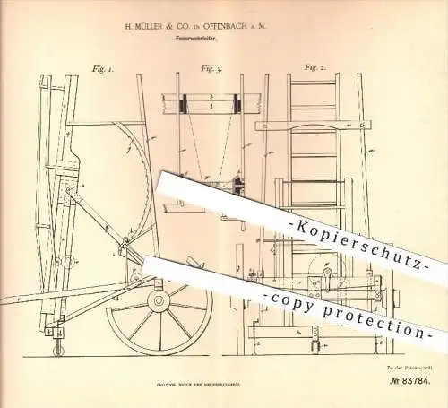 original Patent - H. Müller & Co. , Offenbach / Main , 1895 , Feuerwehrleiter , Rettungsleiter , Leiter , Feuerwehr !!