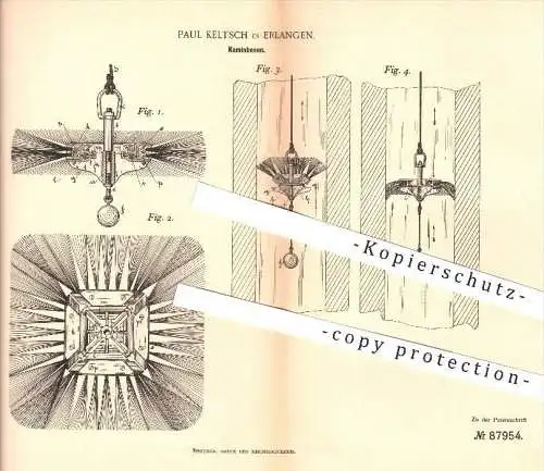 original Patent - Paul Keltsch , Erlangen , 1895 , Kaminbesen , Kamin , Schornstein kehren , Schornsteinfeger , Ofen !!!