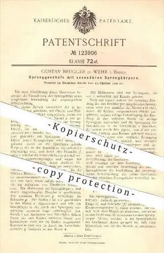 original Patent - G. Brugger , Wehr , 1900 , Sprenggeschoss mit sekundärem Sprengkörper , Sprengen , Geschosse , Waffen