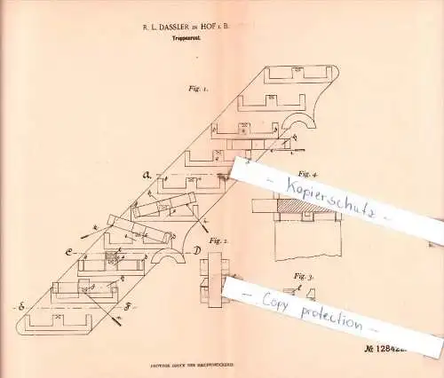 Original Patent  - R. L. Dassler in Hof i. B.  , 1901 , Treppenrost !!!