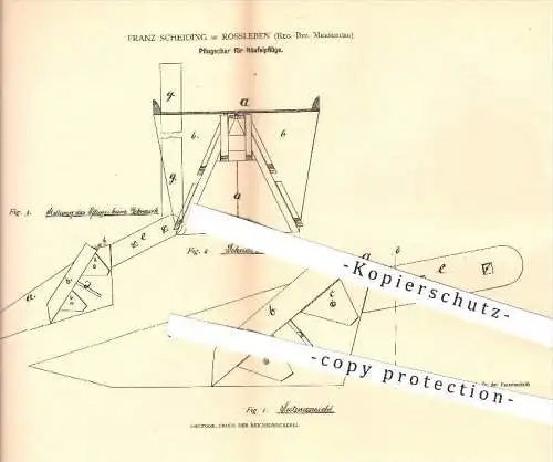 original Patent - F. Scheiding , Rossleben , 1882 , Pflugschar für Häufelpflug , Pflug , Pflüge , Landwirtschaft !!