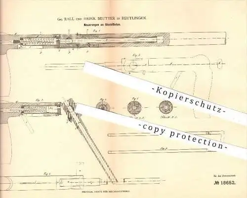 original Patent - Gg. Rall , H. Beutter , Reutlingen , 1881 , Stockflinte , Flinte , Flinten , Gewehr , Gewehre , Waffen