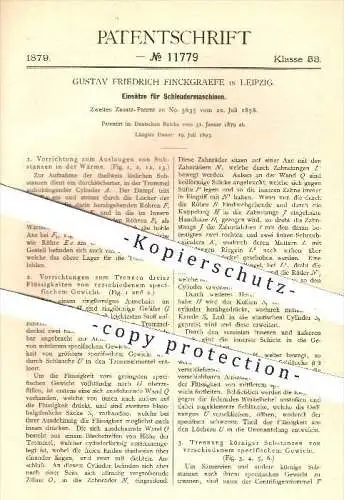 original Patent - Gustav F. Finckgraefe , Leipzig , 1879 , Einsätze für Schleudermaschinen , Schleuder , Saat , Saatgut