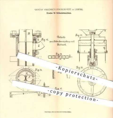 original Patent - Gustav F. Finckgraefe , Leipzig , 1879 , Einsätze für Schleudermaschinen , Schleuder , Saat , Saatgut