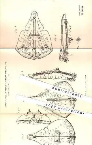 original Patent - James A. Lamplugh , Birmingham , England , 1885 , Sattel für Velocipede , Velociped , Fahrrad , Rad !!