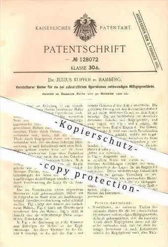 original Patent - Dr. Julius Kupfer , Bamberg , 1900 , Halter für Geräte bei zahnärztlicher Operation , Zahnarzt , Zähne