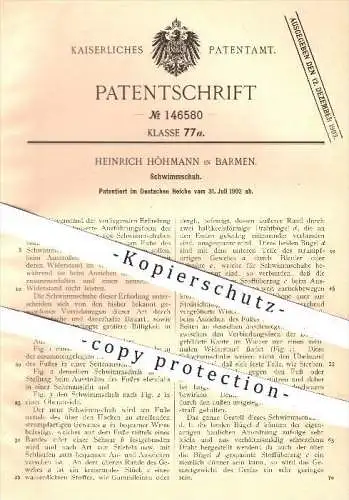 original Patent - Heinrich Höhmann in Barmen , 1902 , Schwimmschuh , Schwimmen , Schuh , Schuhe , Baden , Wasser