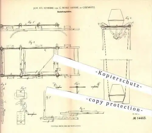 original Patent - Joh. Ed. Scheibe , C. Moriz Oehme , Chemnitz , 1881 , Bestattungsbahre , Bahre , Tragbahre , Bestatter