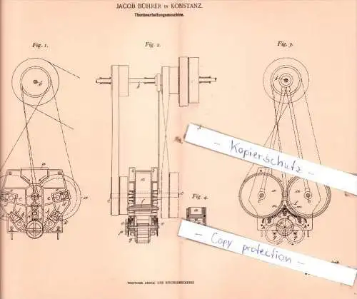 Original Patent  -  Jacob Bührer in Konstanz , 1901 , Thonbearbeitungsmaschine !!!