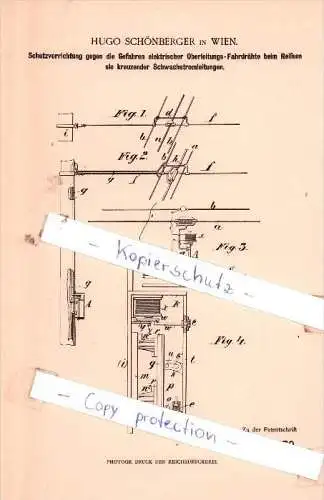 Original Patent  - Hugo Schönberger in Wien , 1901 , Schutzvorrichtung für Strassenbahn !!!