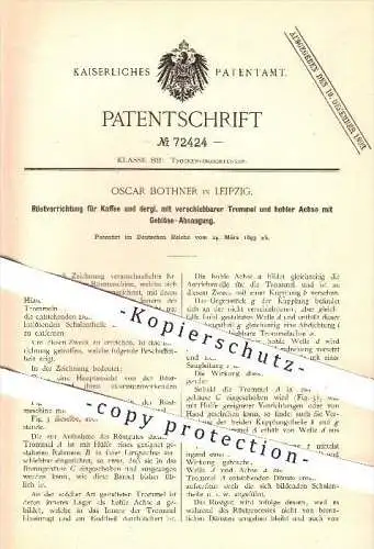 original Patent - Oscar Bothner in Leipzig , 1893 , Röstvorrichtung für Kaffee , Kaffeeröster , Kaffee , Röster , Rösten