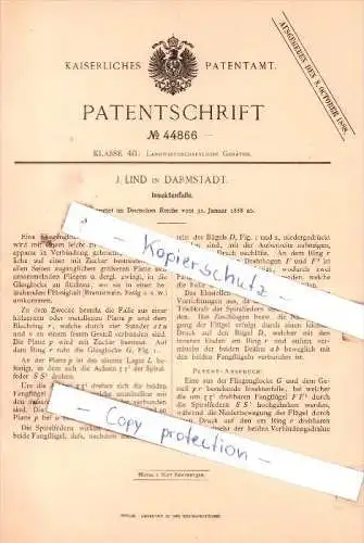 Original Patent - J. Lind in Darmstadt , 1888 ,  Insektenfalle !!!