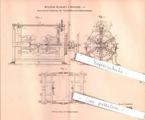 Original Patent - W. Burkart in Meerane i. S. , 1898 , Antriebsvorrichtung für Faßreifenaufziehmaschinen !!!