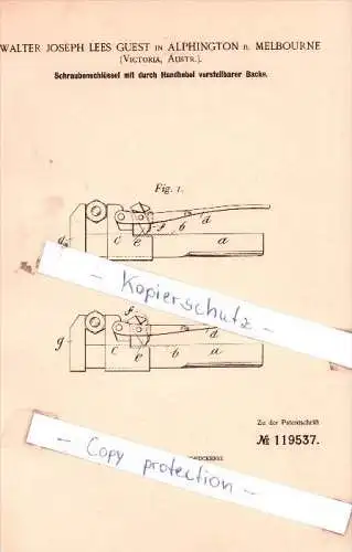 Original Patent - Walter Joseph Lees Guest in Alphington b. Melbourne , Victoria, Austr. , 1899 , !!!