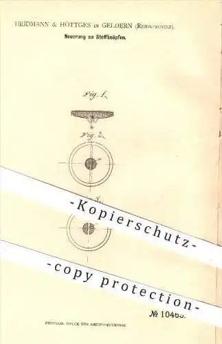 original Patent - Heidmann & Höttges in Geldern , 1880 , Stoffknöpfe , Knopf , Knöpfe , Kurzwaren , Schneiderei , Nähen