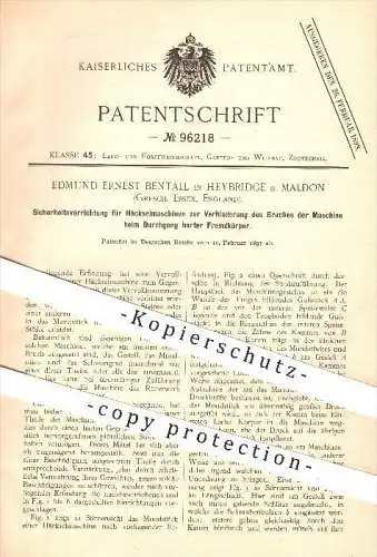 original Patent - E. Ernest Bentall , Heybridge , Maldon , Grafschaft Essex , 1897 , Häckselmaschine , Häcksel , Forst !