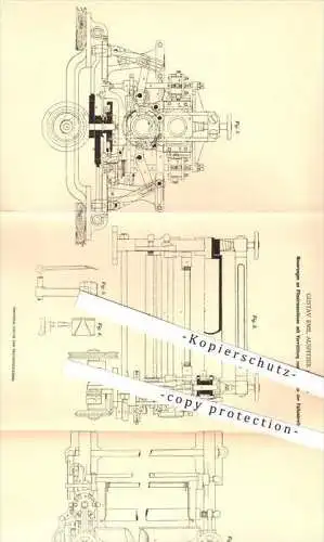 original Patent - Gustav E. Auspitzer , Wien , 1878 , Verstellen d. Faltenbreite an Plissiermaschinen , Stoffe , Plissee