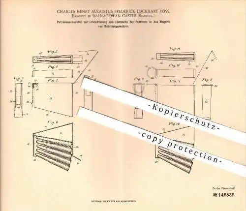 original Patent - Charles H. A. Fr. Lockhart Ross , Baronet in Balnagowan Castle , Schottland , 1902 , Patronenschachtel