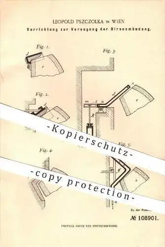 original Patent - Leopold Pszczolka in Wien , 1899 , Verengung der Birnenmündung , Eisen , Eisenerzeugung , Roheisen !