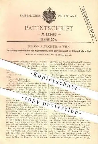 original Patent - Johann Altrichter in Wien , 1900 , Feststellen vom Wagenfenster , Wagenbau , Fenster , Fahrzeugbau !!!