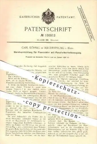 original Patent - Carl Körnig , Mägdesprung , Harz , 1898 , Bürstvorrichtung für Plansichter , Mühle , Müllerei , Müller