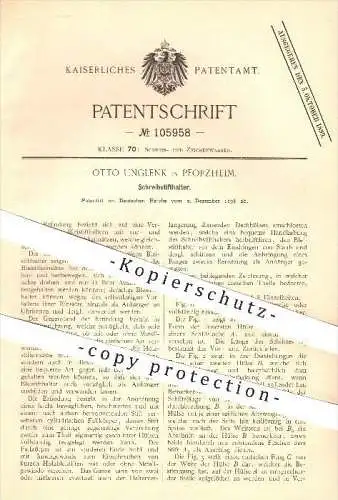 original Patent - Otto Unglenk in Pforzheim , 1898 , Schreibstifthalter , Stifthalter , Schreibstift , Stift , Schreiben