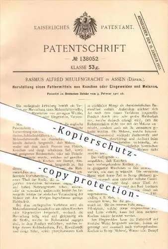 original Patent - Rasmus A. Meulengracht , Assen , Dänemark , 1901 , Futtermittel aus Knochen , Eingeweide , Melasse !!!