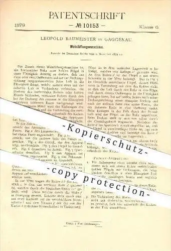 original Patent - Leopold Baumeister in Gaggenau , 1879 , Weinlüftungsmaschine , Wein , Weinfass , Weinkeller !!!