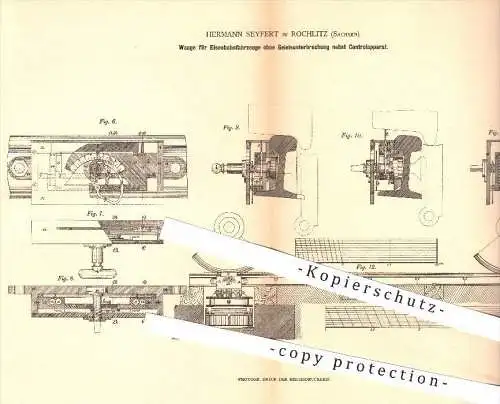 original Patent - Hermann Seyfert in Rochlitz , 1879 , Waage für Eisenbahnen , Waagen , Wiegen , Eisenbahn , Gleis !!!