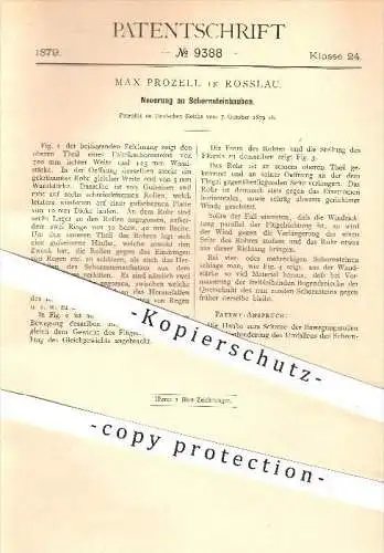 original Patent - Max Prozell in Rosslau , 1879 , Schornstein - Hauben , Esse , Schornsteinfeger , Ofen , Ofenbauer !!!