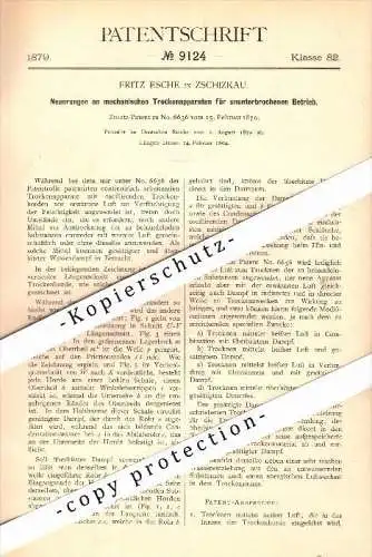 Original Patent - Fritz Esche in Schipkau / Zschipkau , 1879 , Trockenapparat , Trockner !!!